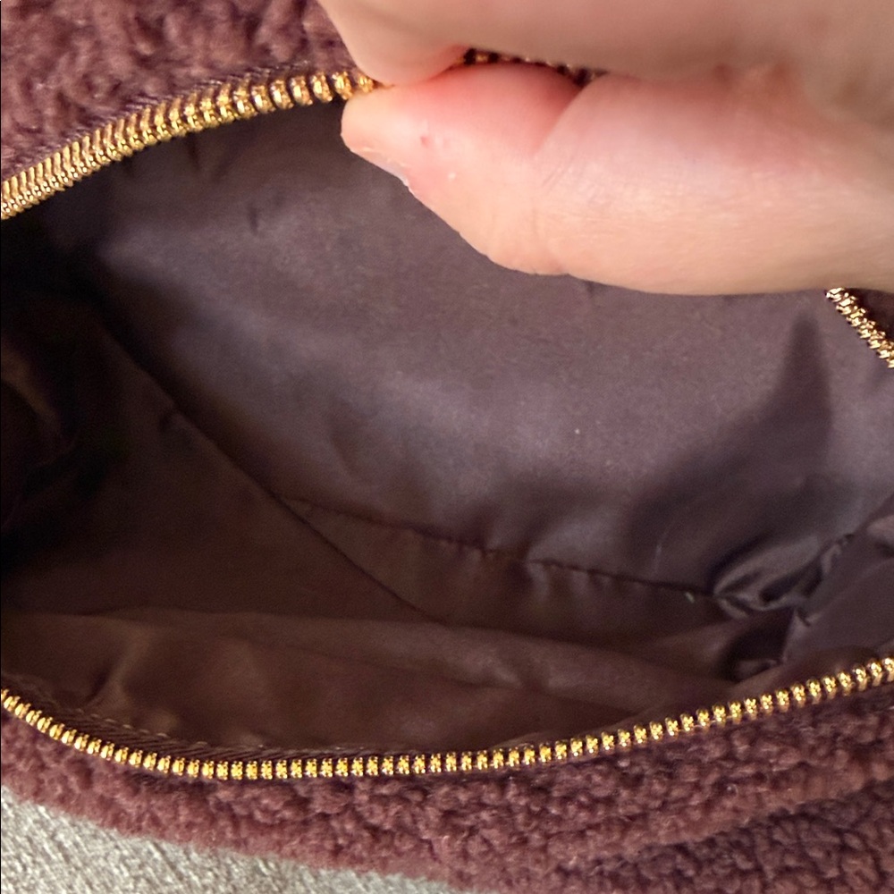 Lululemon Athletica Brown Fleece Makeup Pouch with Gold Accents - Picture 12 of 16